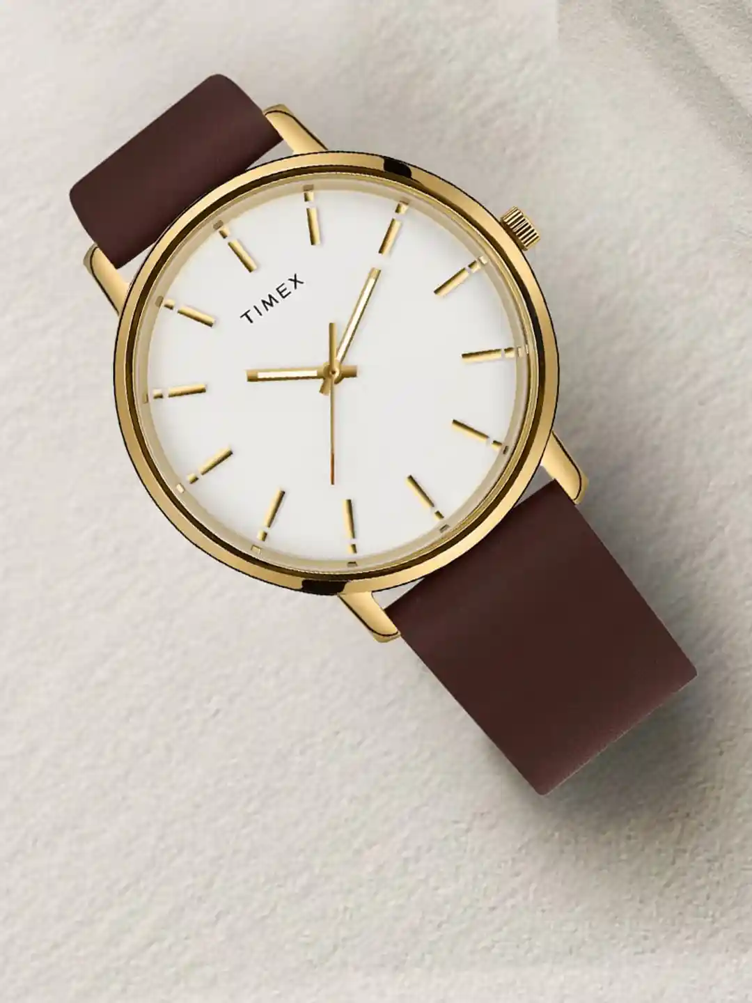 Timex Affordable Fashion Watches Timex Men Brass Dial Leather