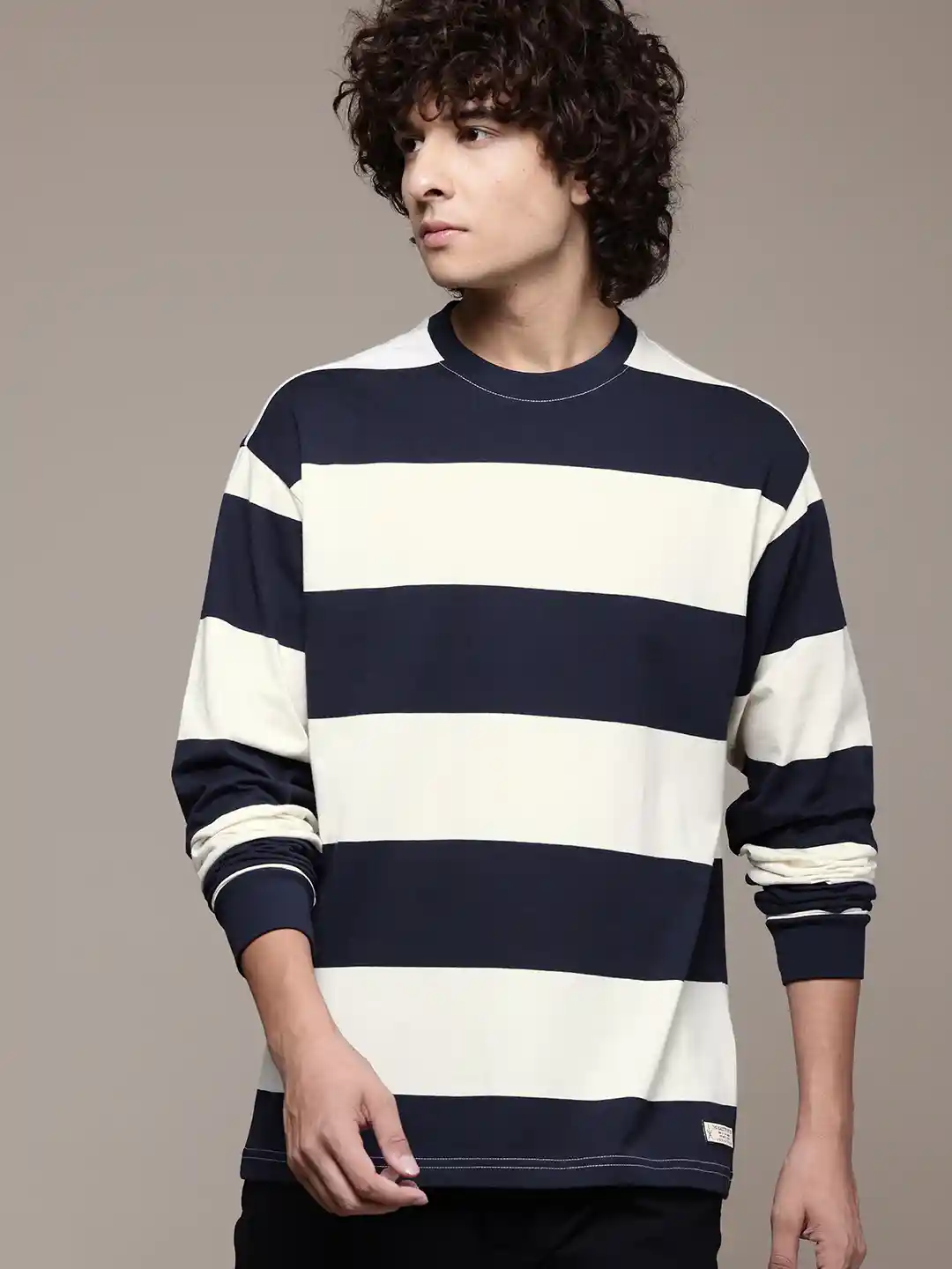 Buy The Roadster Lifestyle Striped Relaxed Fit Long Sleeve T