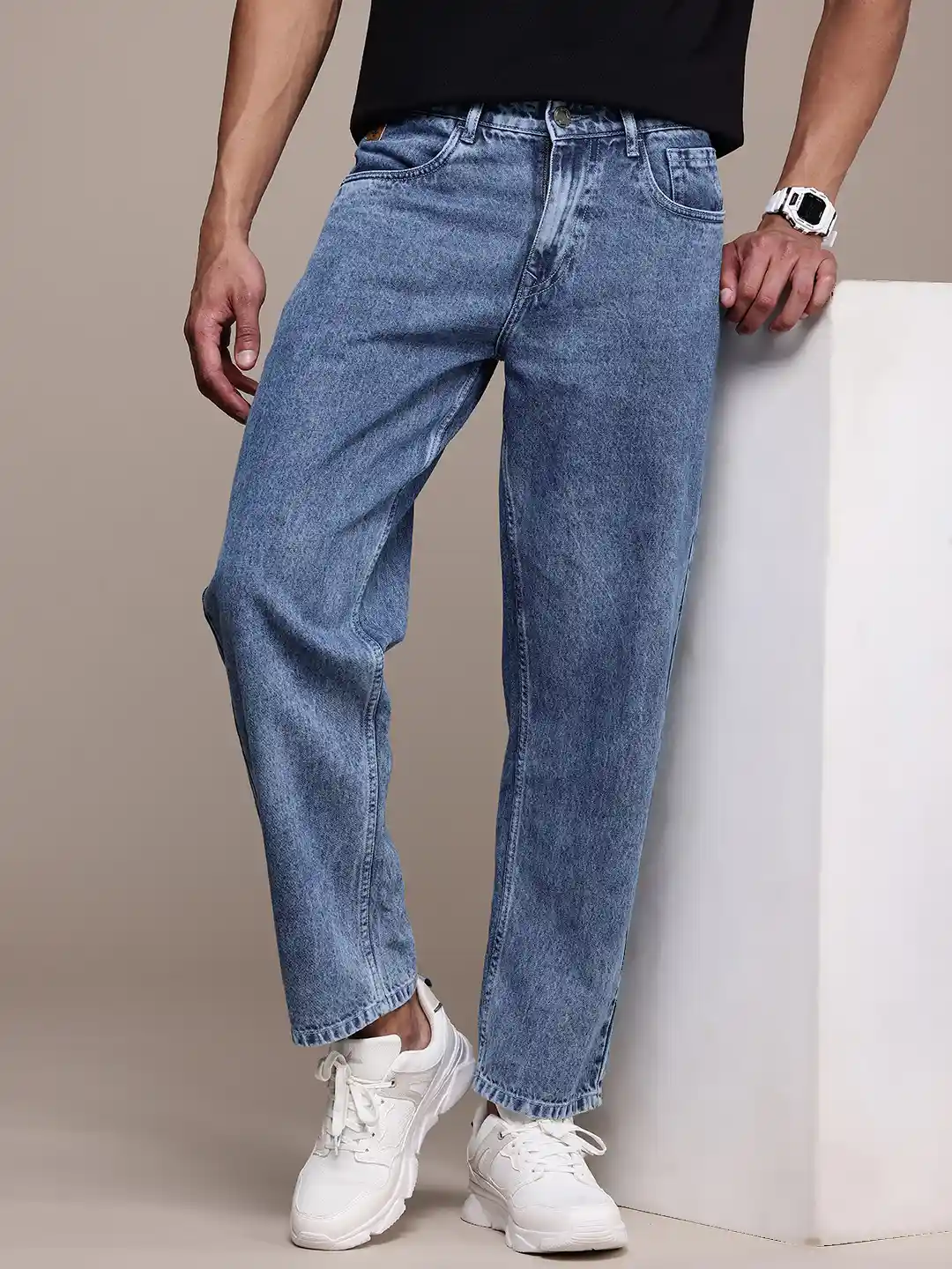 Buy WROGN Men Pure Cotton Relaxed Fit Heavy Fade Jeans Jeans for
