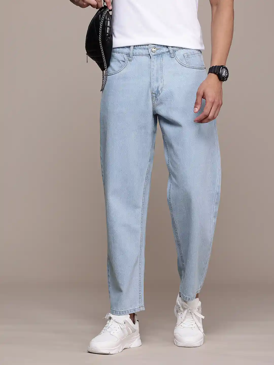 Buy WROGN Men Pure Cotton Loose Relaxed Fit Light Fade Jeans