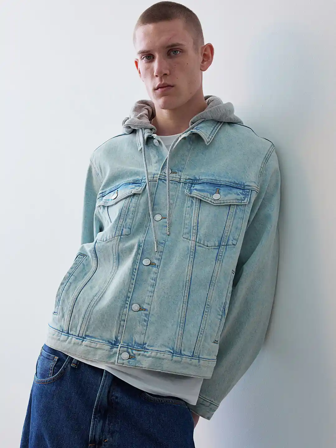 Buy H&M Slim Fit Hooded Denim Jacket Jackets for Men 27725724