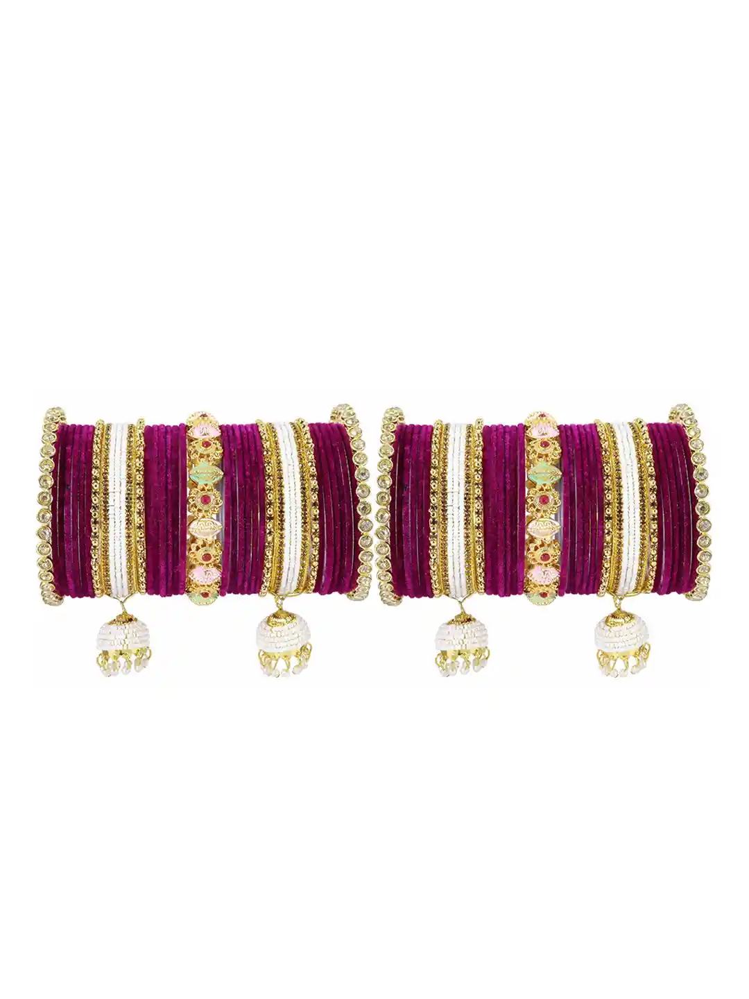 Myntra Crystal Latkan Bangles LAVAZZA Set Of 66 Crystals Studded