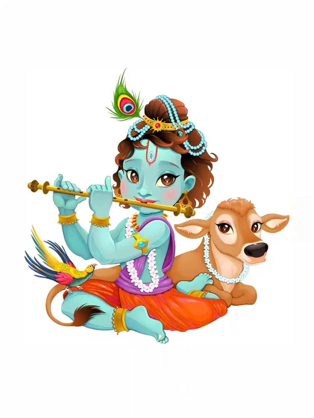 Buy Aquire god god's Blue Brown Baal Krishna Printed Wallpaper