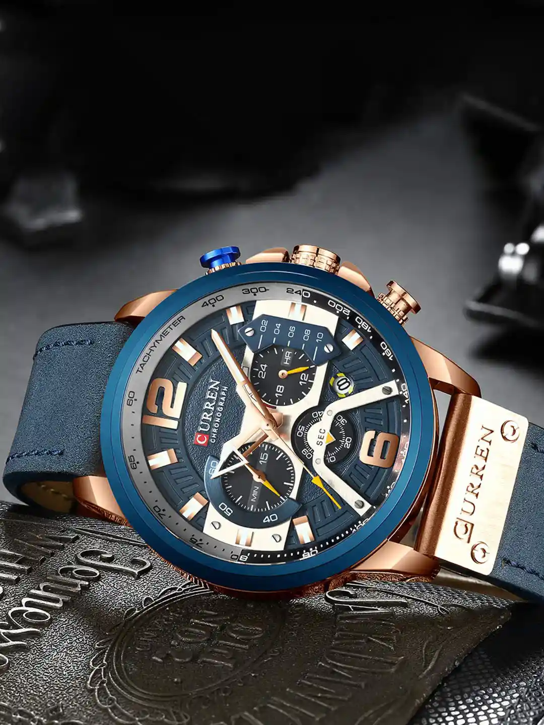 Buy Curren Men Round Dial Leather Straps Chronograph Analogue