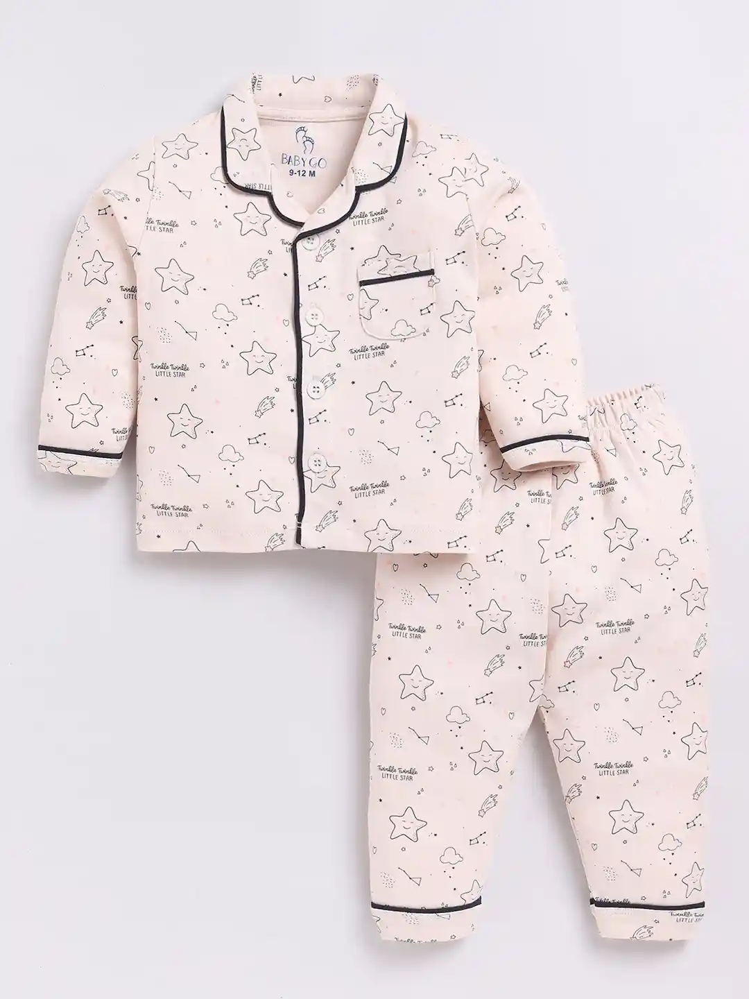 Buy BABY GO Girls Conversational Printed Lapel Collar Pure Cotton