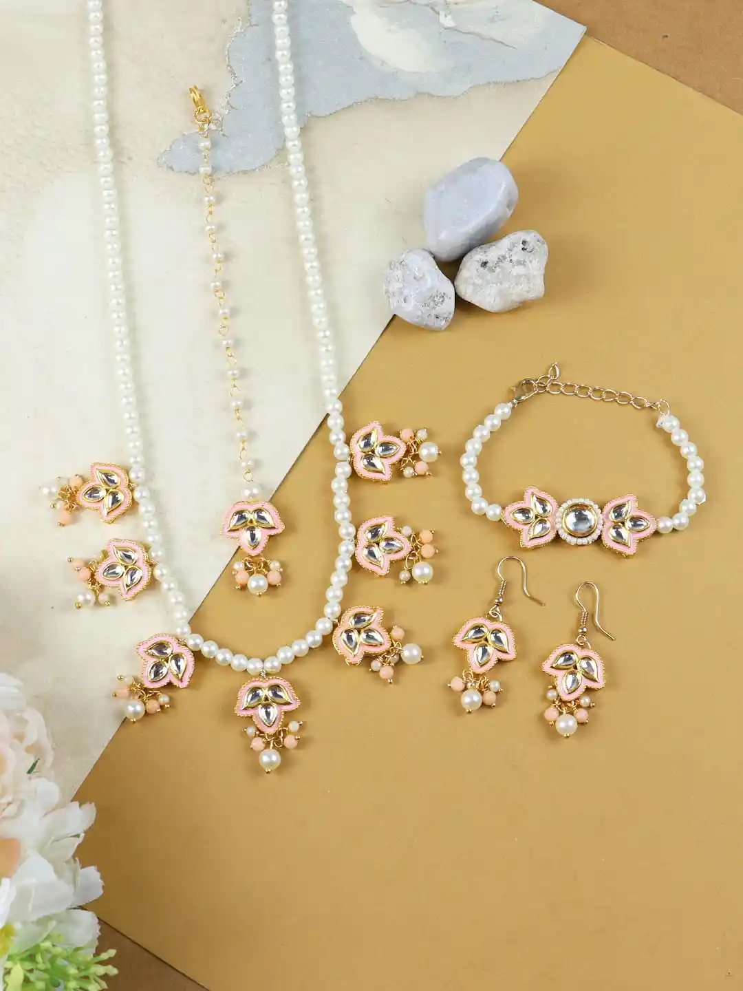 Buy Asthetika Kids Girls Kundan Studded Beaded Meenakari