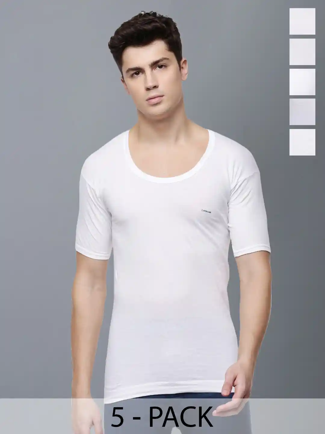 Buy Dollar Lehar Men Combed Cotton Round Neck With Sleeve Vest