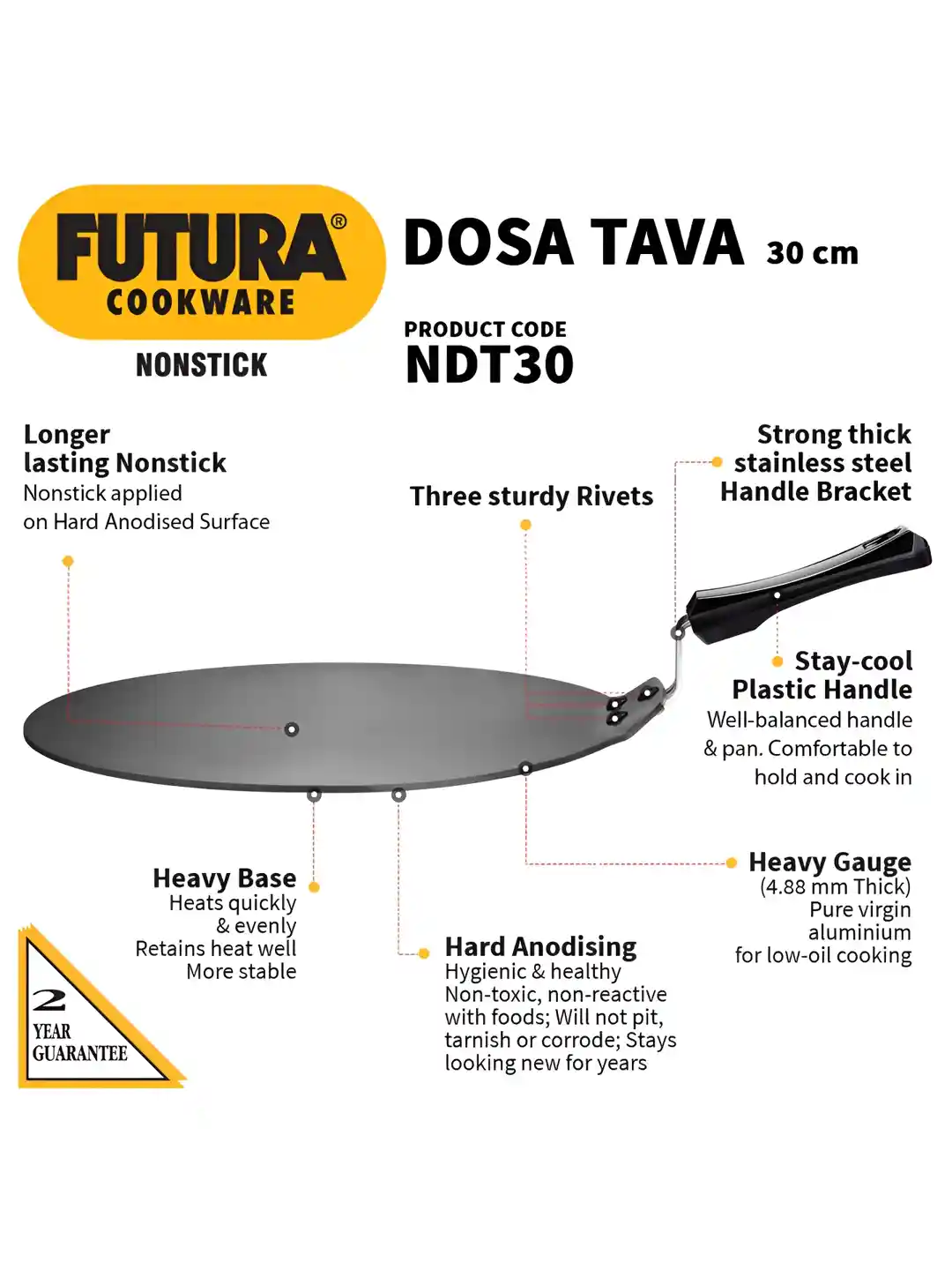 Buy Hawkins Futura Black Dosa Tava-30cm Tawa for Unisex 27854460