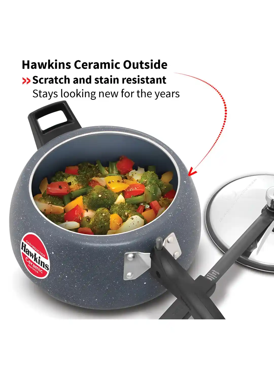 Buy Hawkins Grey Aluminium Nonstick Induction Inner Lid Pressure