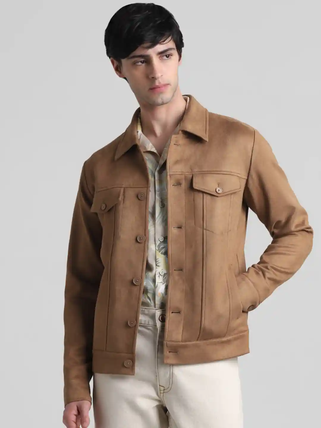 Rare Rabbit Pink Suede Jacket Men Rare Rabbit Men's Bax Rust Plain - Main Image