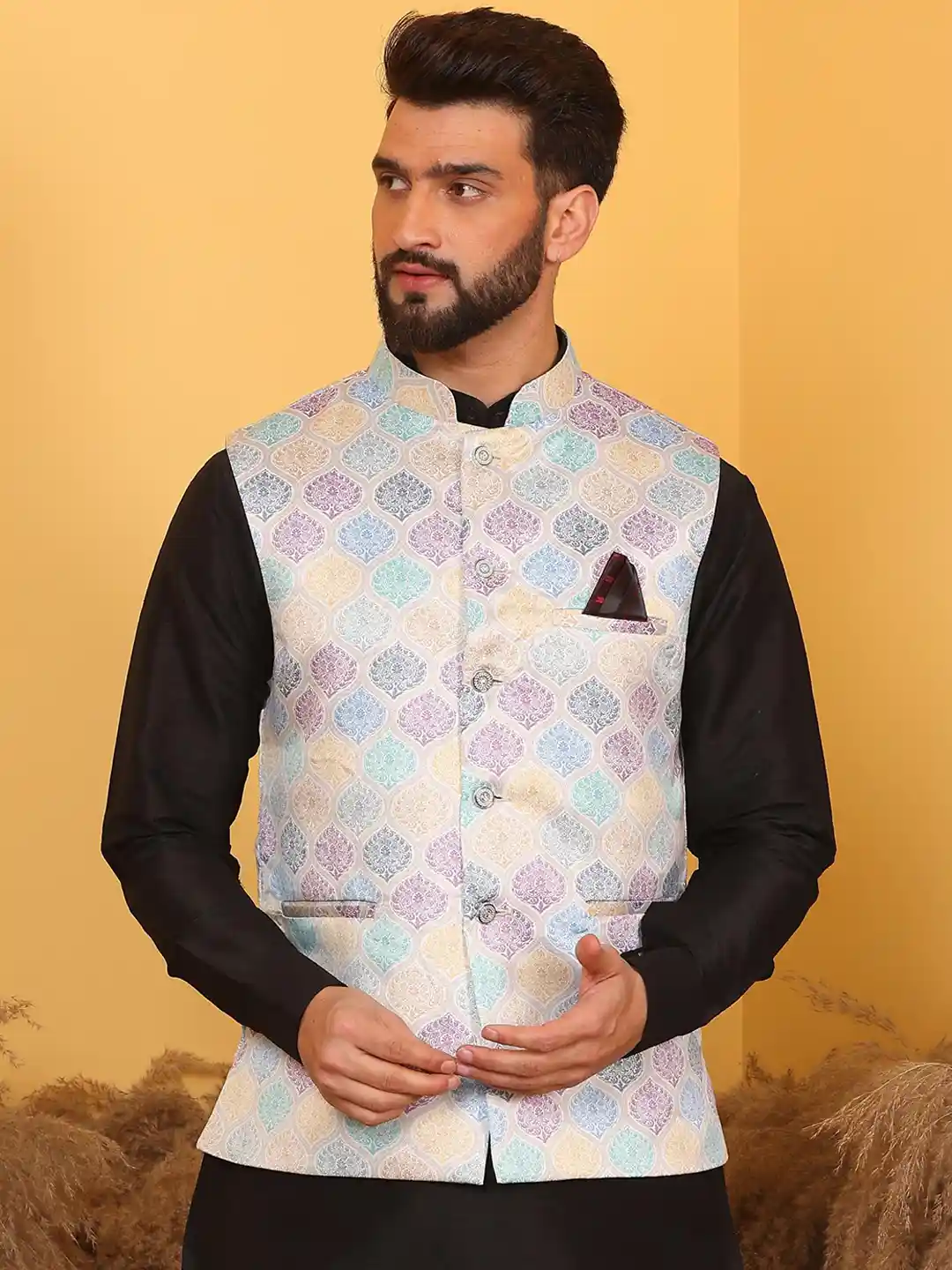 Buy Armaan Ethnic Motifs Printed Woven Nehru Jacket Nehru