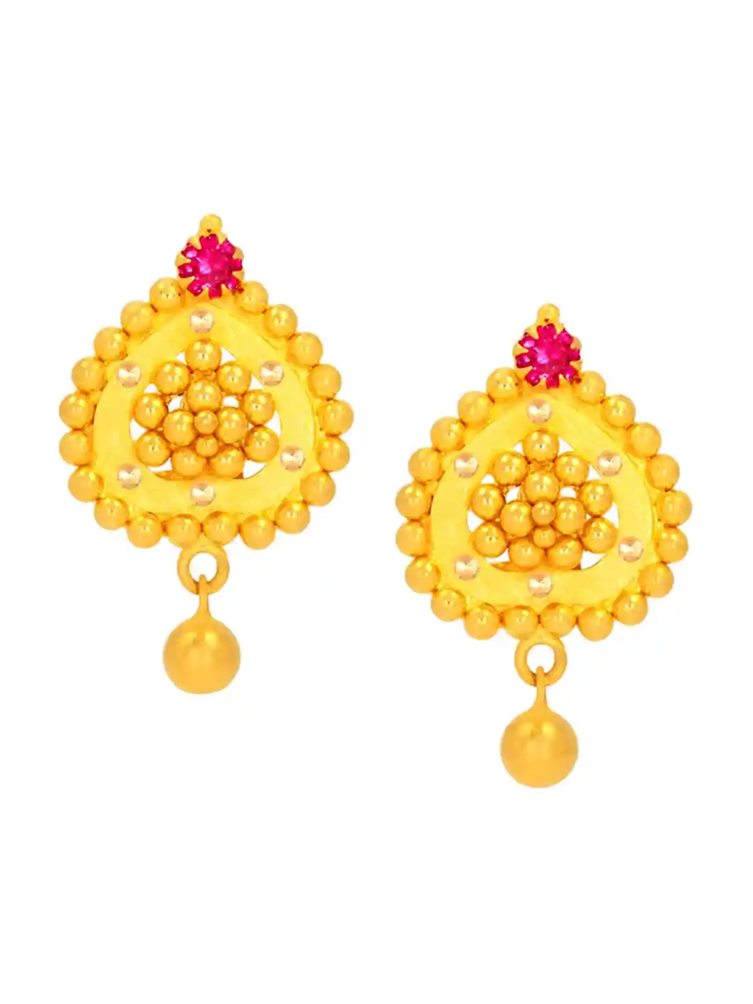 Buy BHIMA 22K Hallmark 916 Purity Yellow Gold Ball Stud Earrings