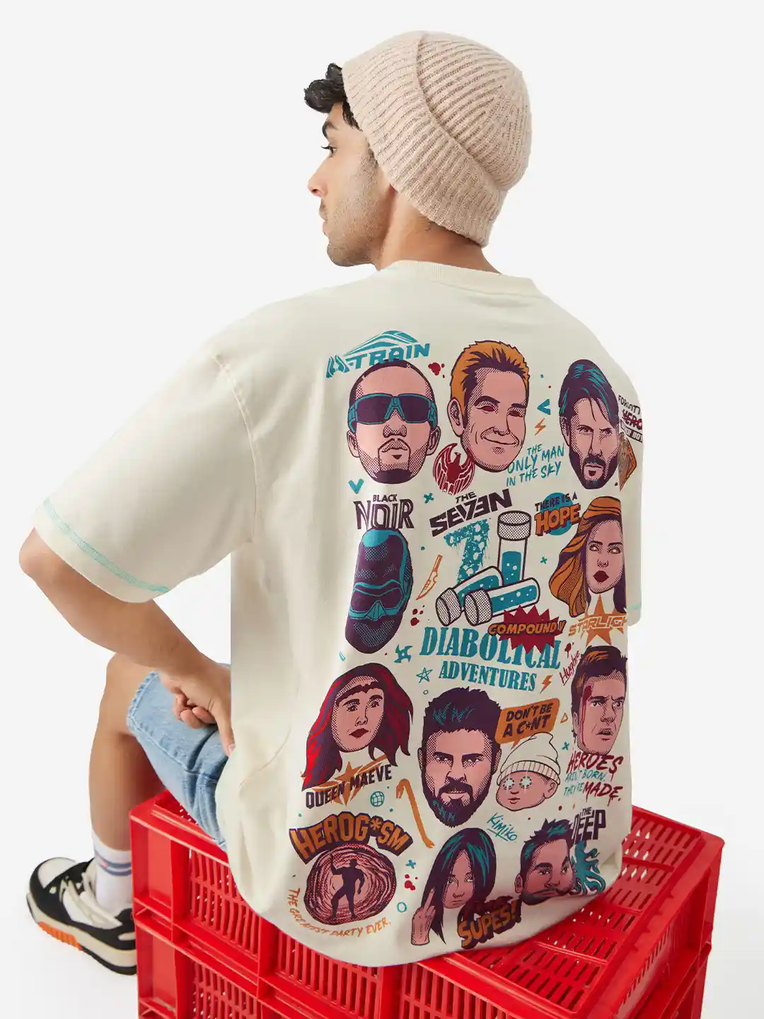 Buy The Souled Store Cartoon Doodle Printed Drop-Shoulder Sleeves