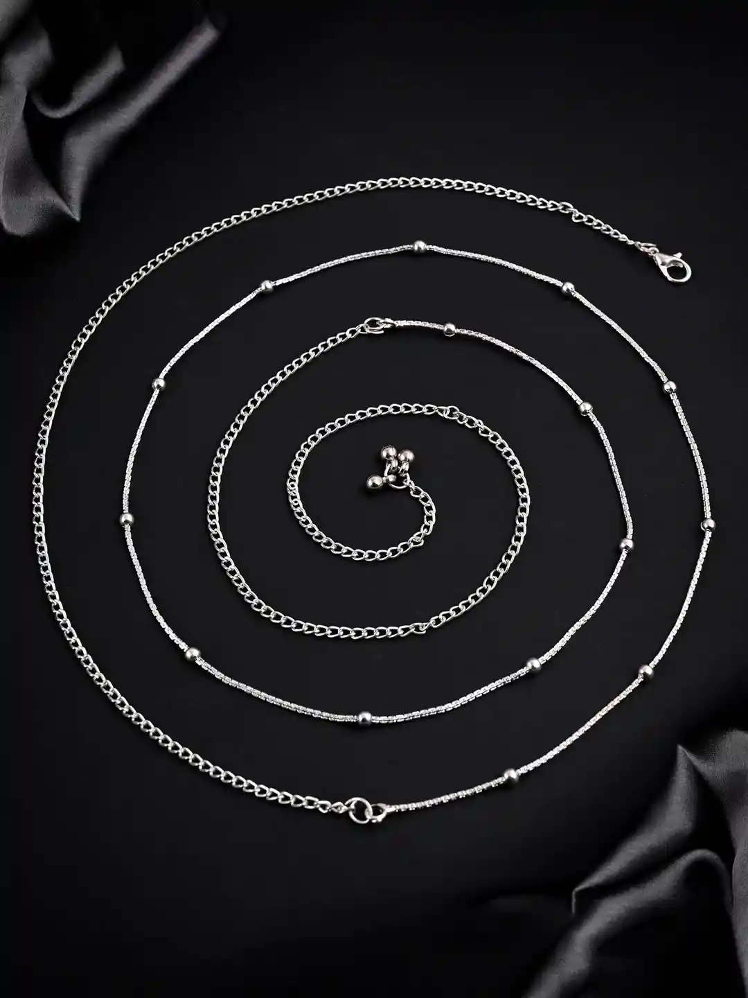 Buy VAMA Women Adjustable Silver Waist Chain Beaded Kamarband