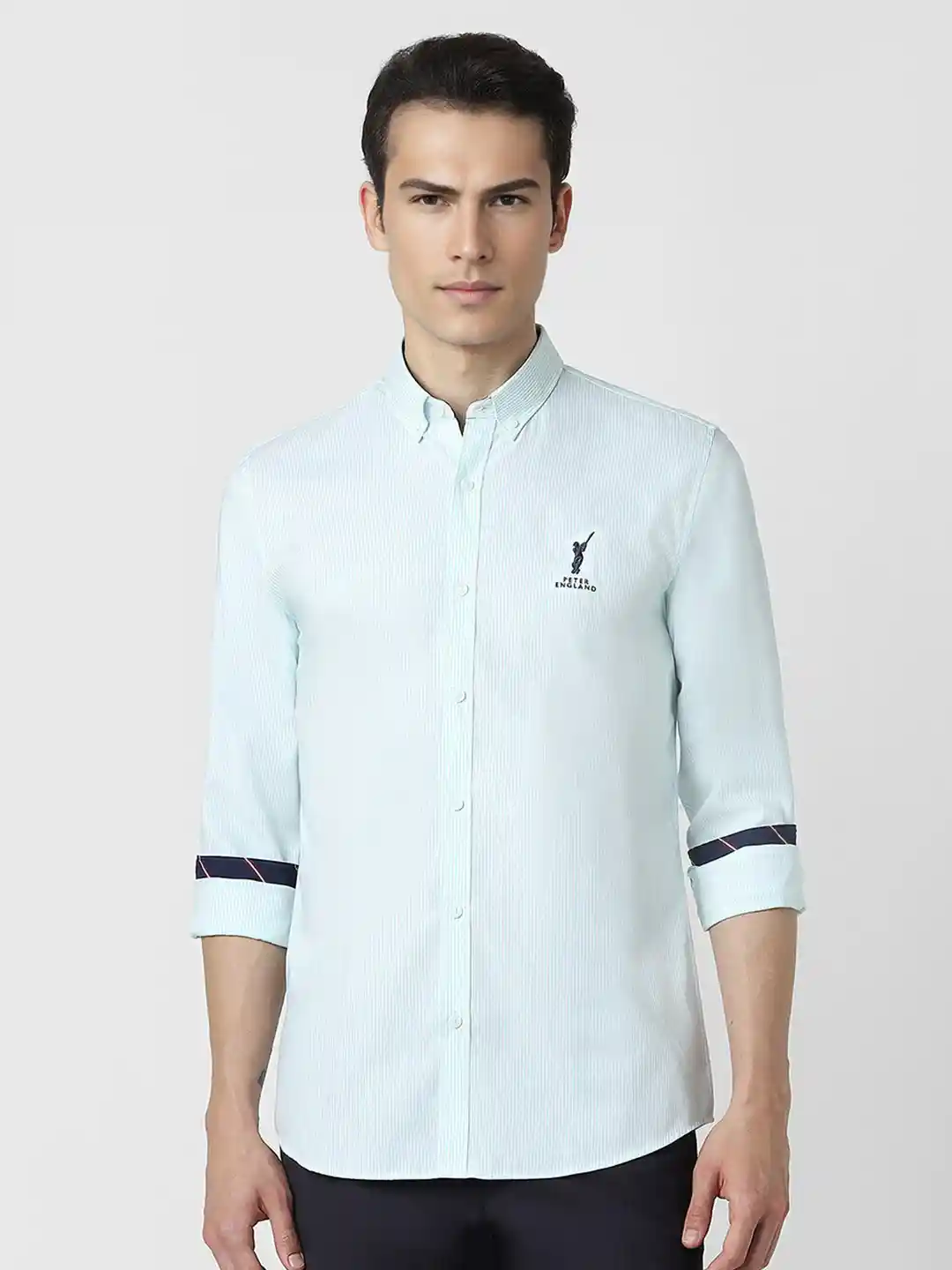 Peter England Casuals Button Down Collar Long Sleeves Slim Fit Cotton  Casual Shirt