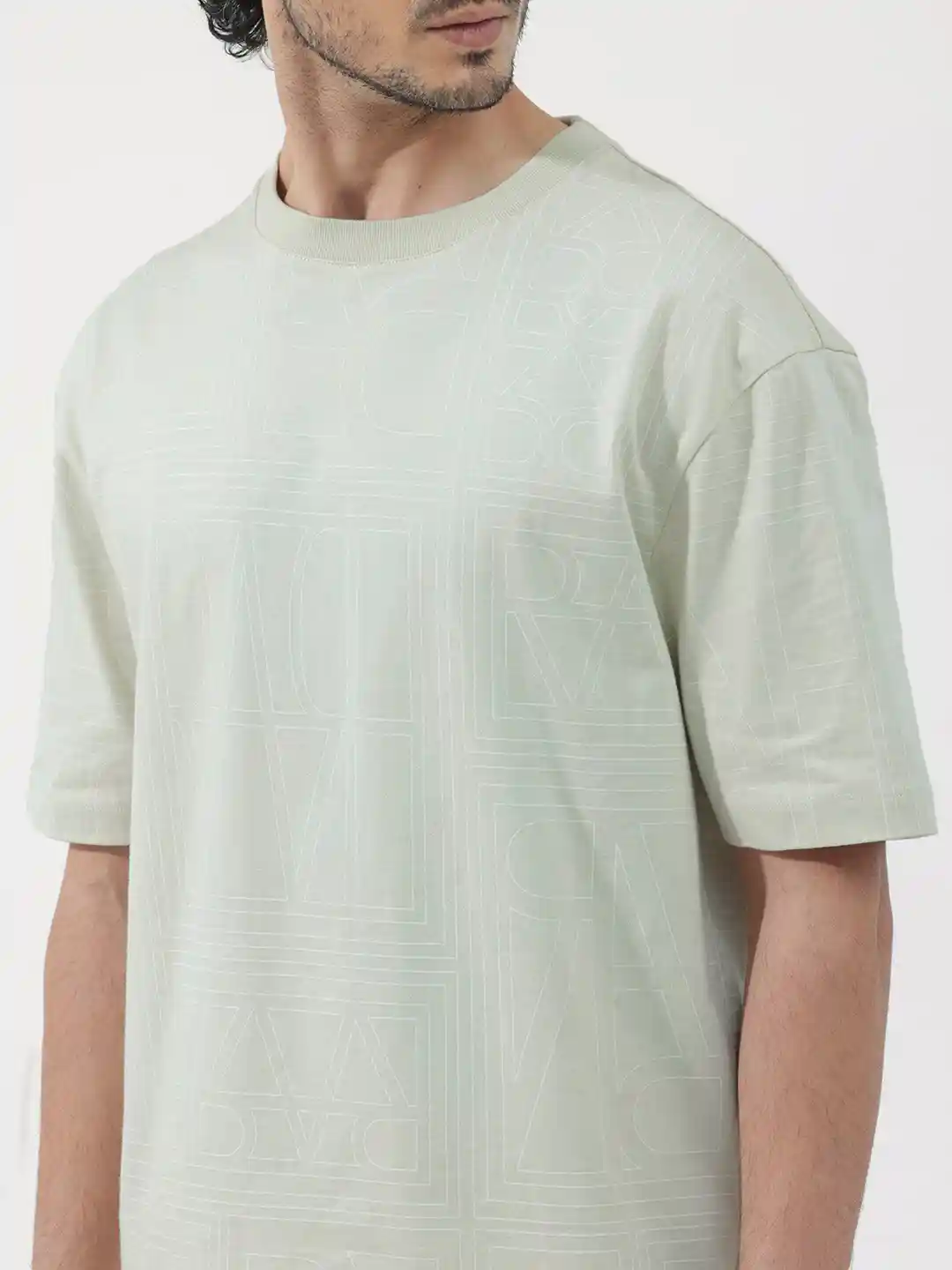 Buy RARE RABBIT Men Hagrid Oversized Round Neck Cotton T-Shirt