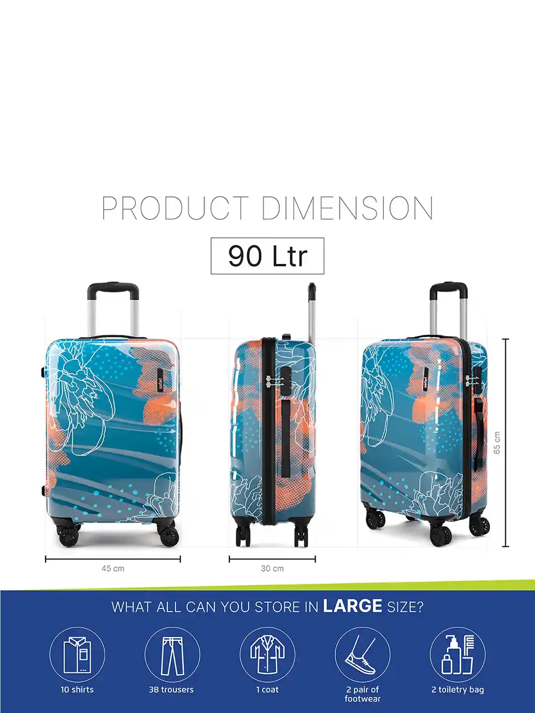 Safari Serene Printed Hard-Sided Medium Trolley Bag