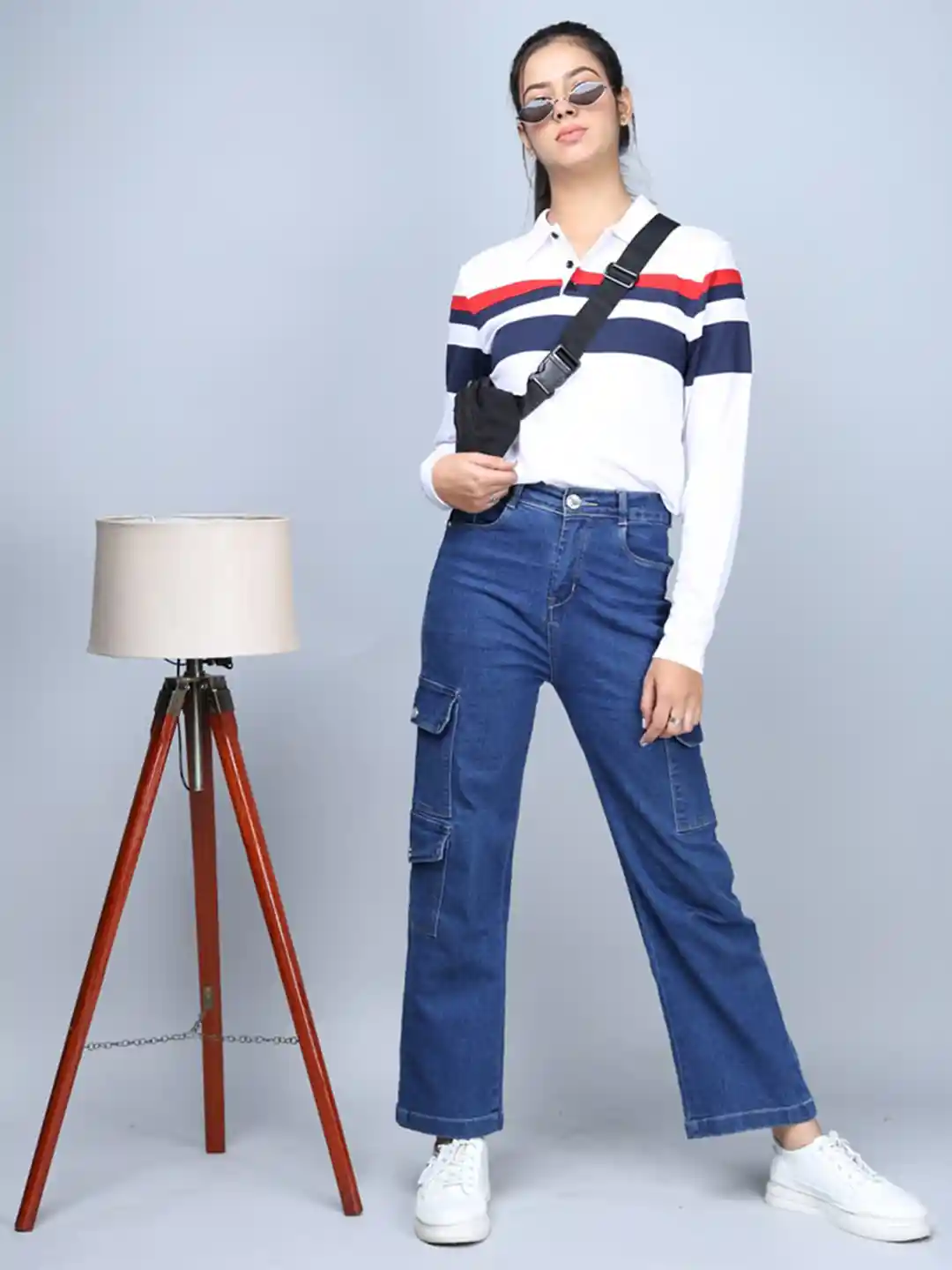 Buy Eyebogler Women Striped Polo Collar Pockets T-shirt Tshirts