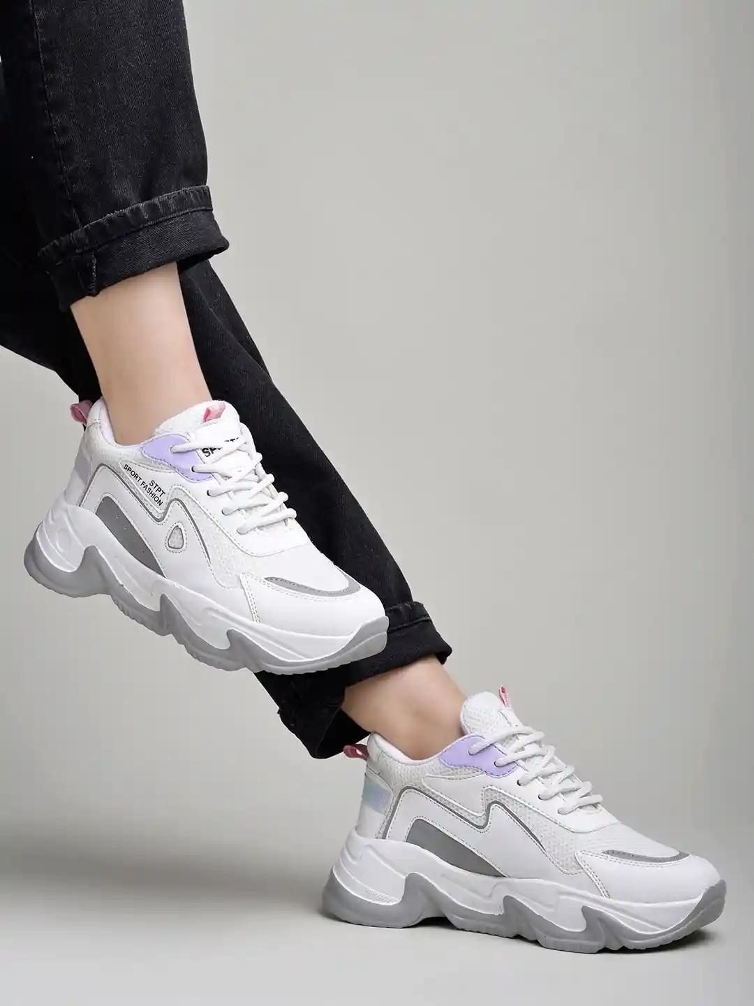 Shoetopia Women Textured Lightweight Comfort Insole Lace-Ups Sneakers