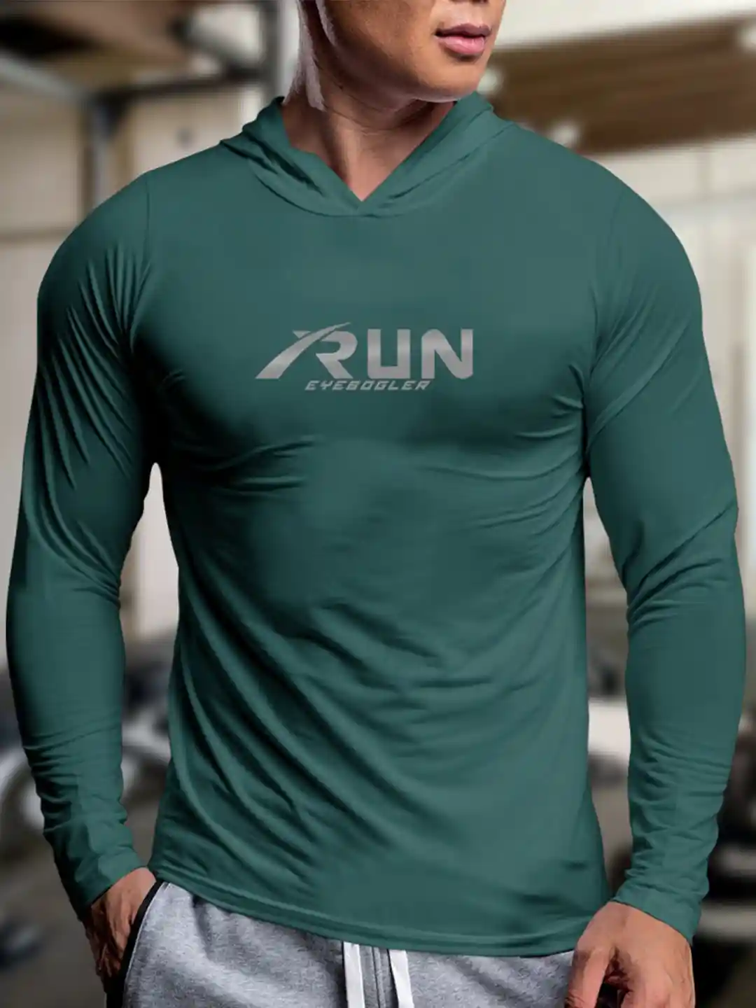 Buy Eyebogler Typography Printed Hooded Dry Fit T-shirt Tshirts