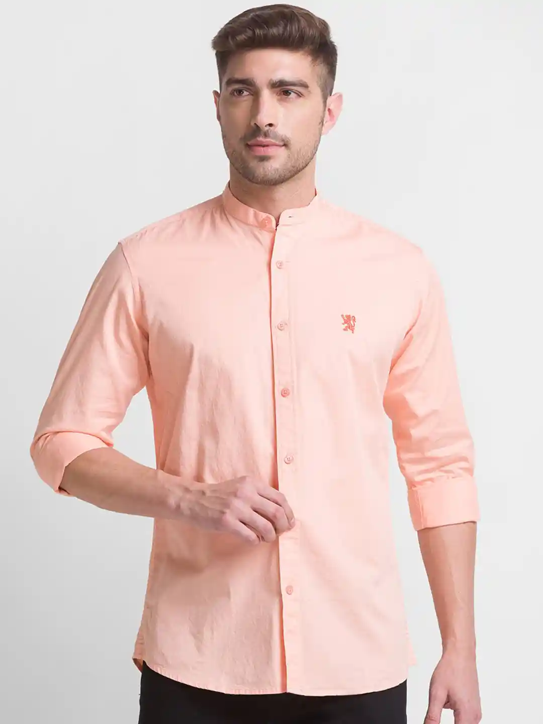 Buy GIORDANO Cotton Mandarin Collar Long Sleeves Slim Fit Opaque