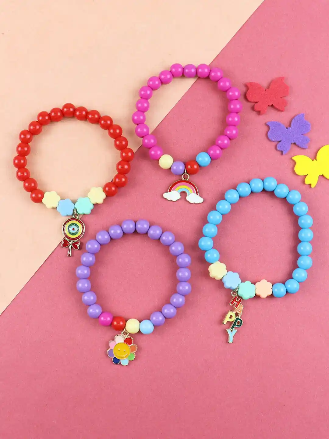 Buy Asthetika Kids Set Of Girls Beaded Elasticated Bracelets