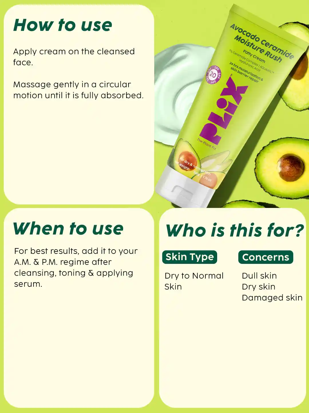 Buy PLIX THE PLANT FIX Avocado Ceramide Moisture Rush Fatty Cream