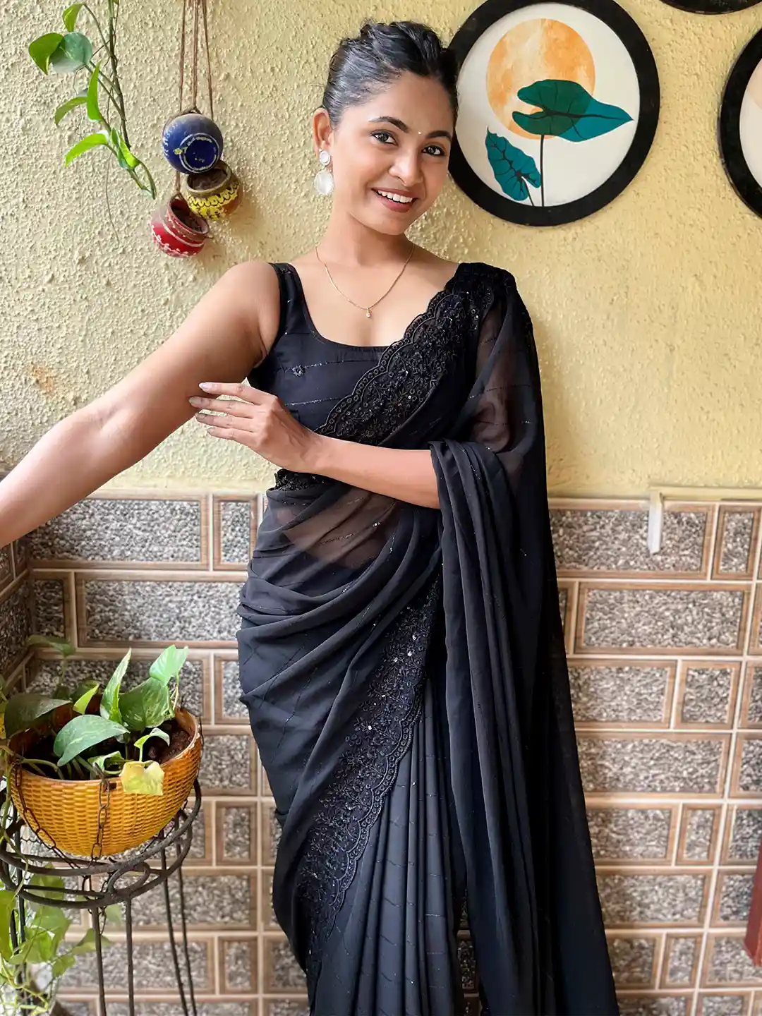 Buy Mitera Embellished Embroidered Poly Georgette Saree Sarees