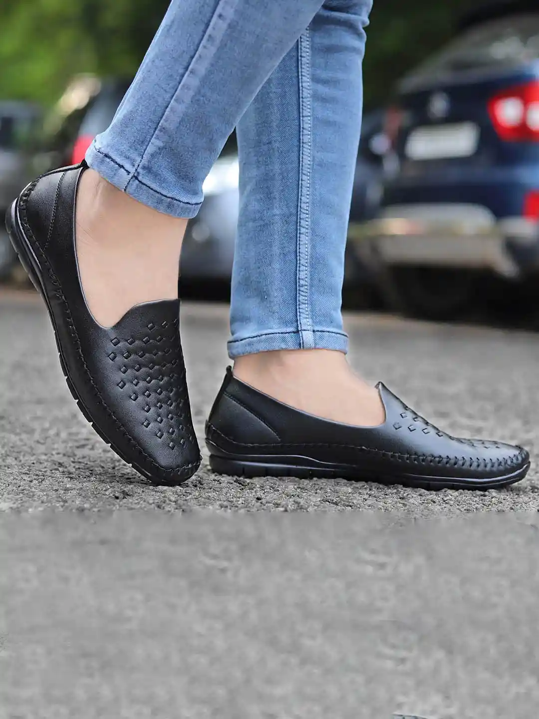 Buy aadi Men Textured Lightweight Round Toe Loafers Casual Shoes