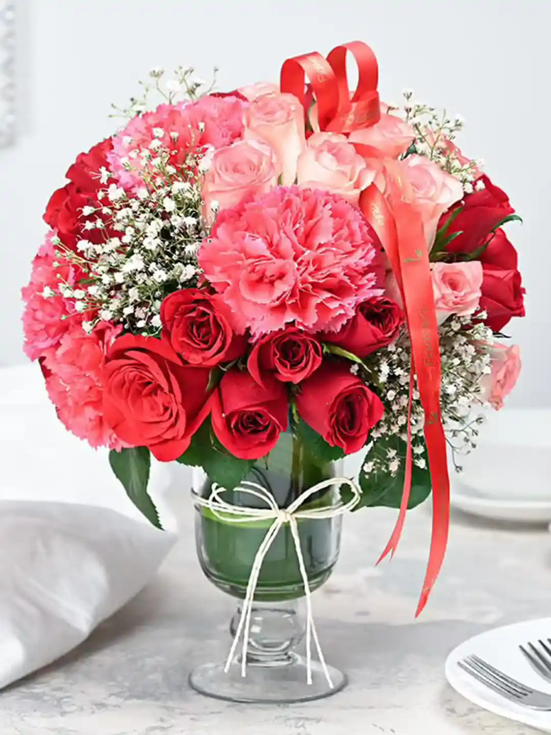 Buy Floweraura Pink Carnations With 12 Red 12 Pink Roses