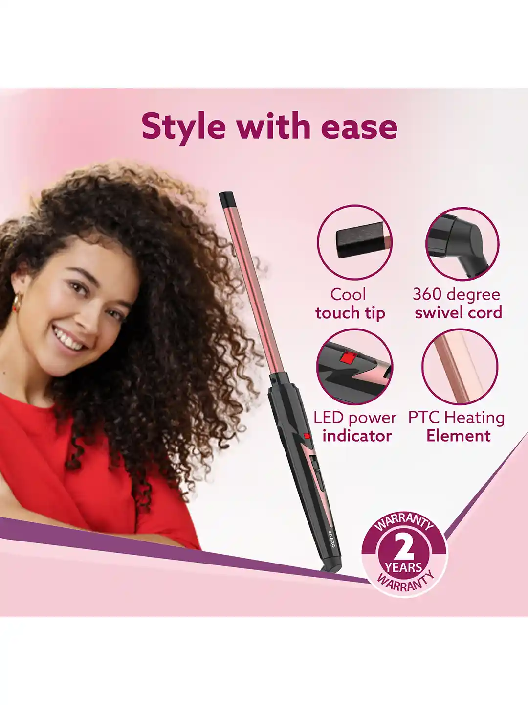 Buy Agaro HC9017 Rectangular Chopstick Curling Iron with 7mm