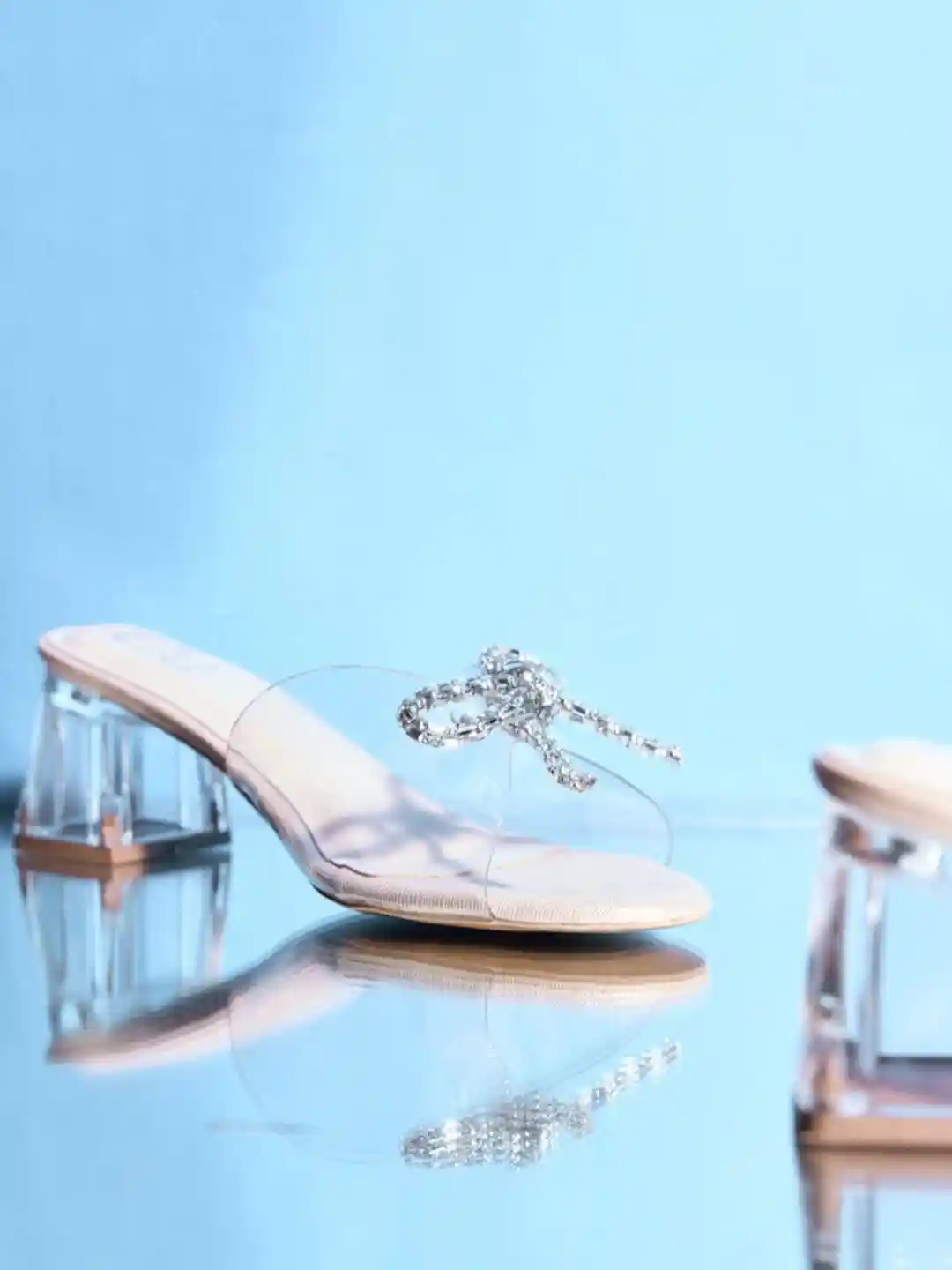 Cinderella Clear Shoes Size 10 CAI Embellished Open Toe Mini