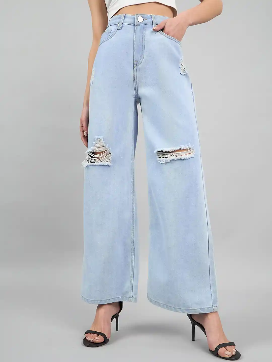 Buy Style Quotient Women Wide Leg High-Rise Mildly Distressed