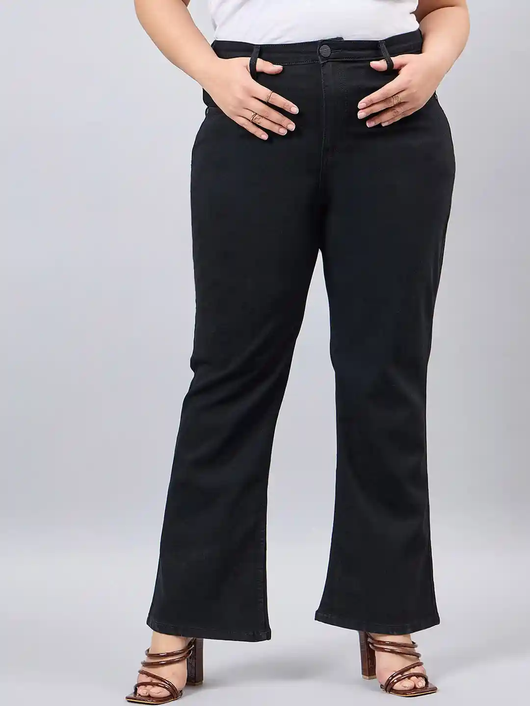 Buy Style Quotient Women Plus Size Black Boot Cut High Rise