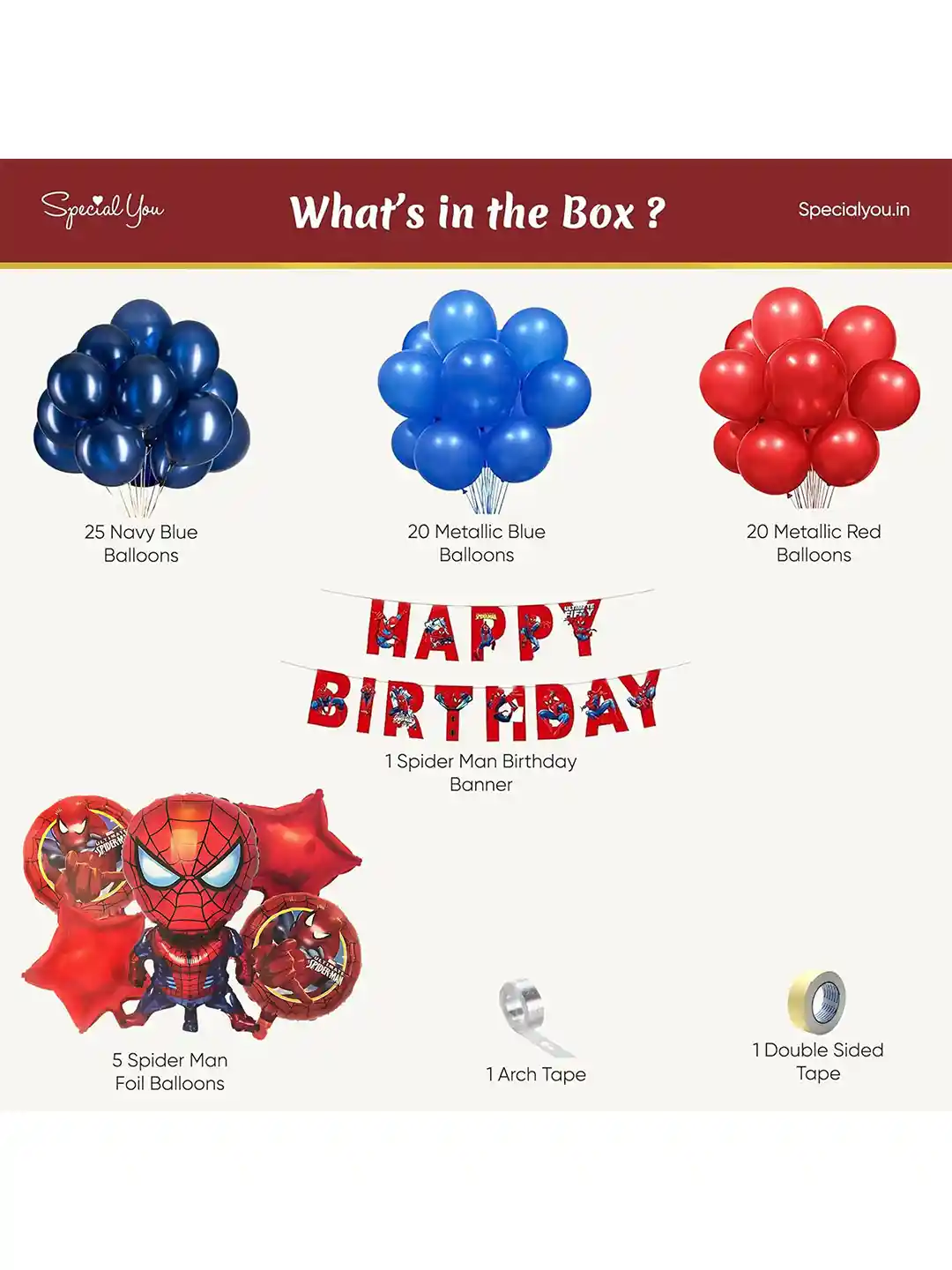 Buy Special You Blue Red 73 pieces Spiderman Theme Birthday