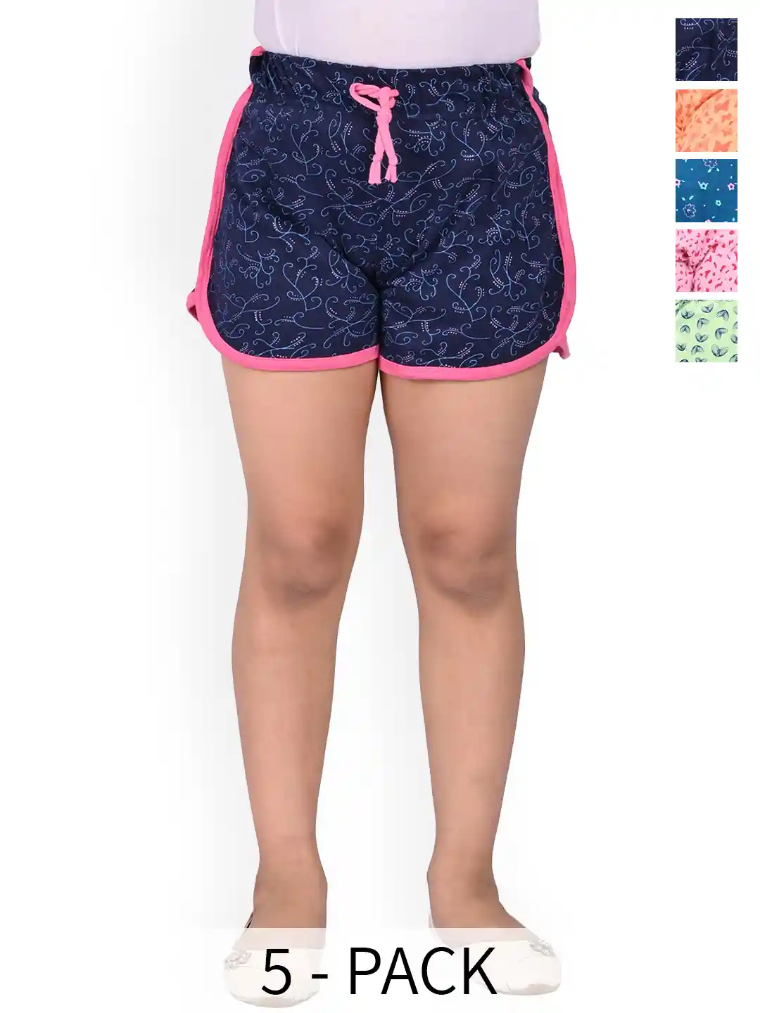 BAESD Girls Pack Of Conversational Printed High-Rise Cotton Hot Pants  Shorts