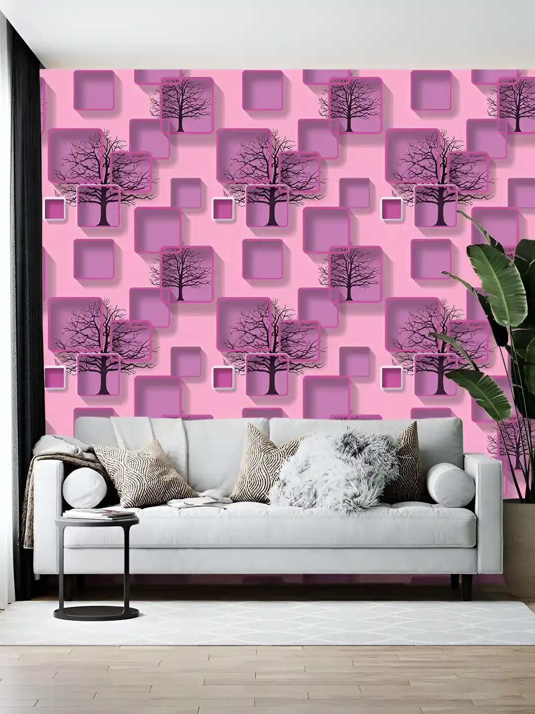 Buy Wallpics Pink Purple Printed Self-Adhesive Wallpaper