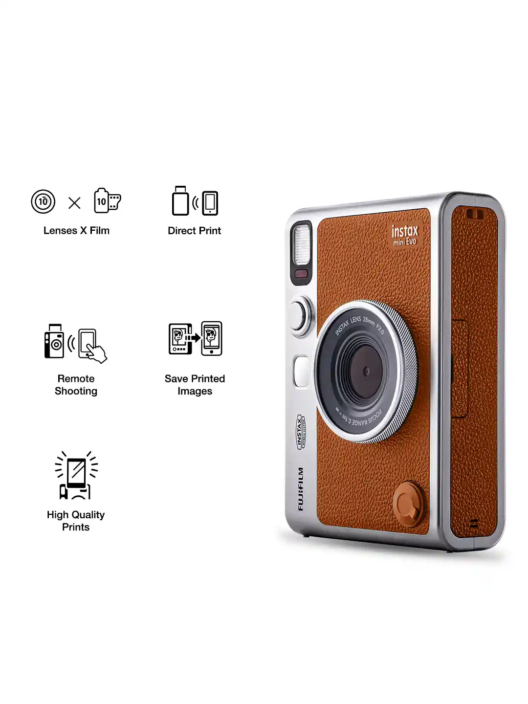 Buy FUJIFILM Brown Instax Mini Evo Hybrid Premium Edition Camera