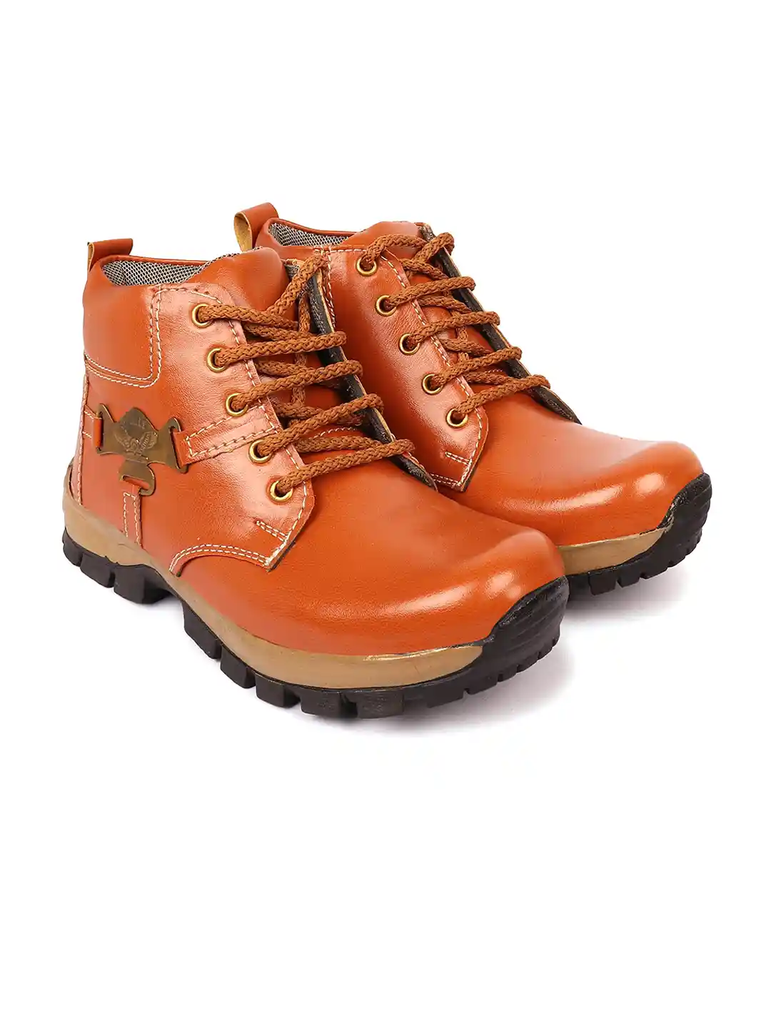 Boys Chic Boots Leather Kids' High Ankle Boot Small Size, Brown