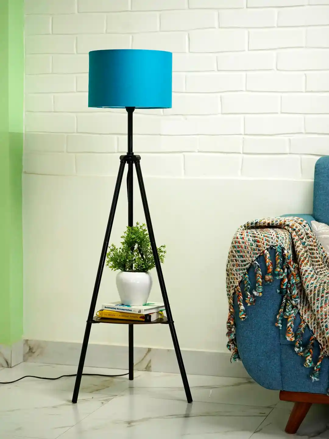 Buy Crosscut Blue Black Metal Cylinder Shaped Floor Lamp Floor