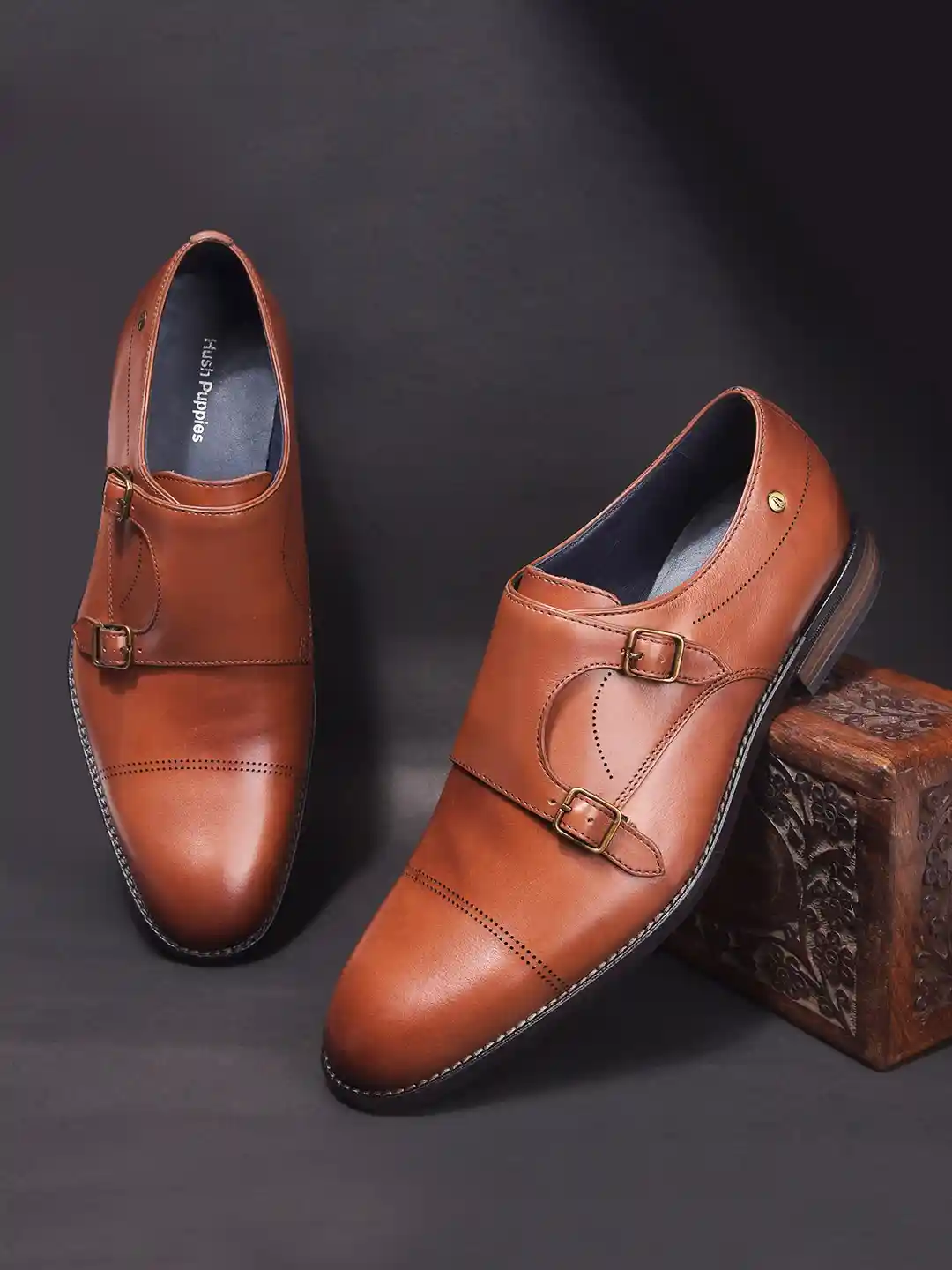 Buy Hush Puppies Men Round Toe Leather Formal Monk Shoes Formal