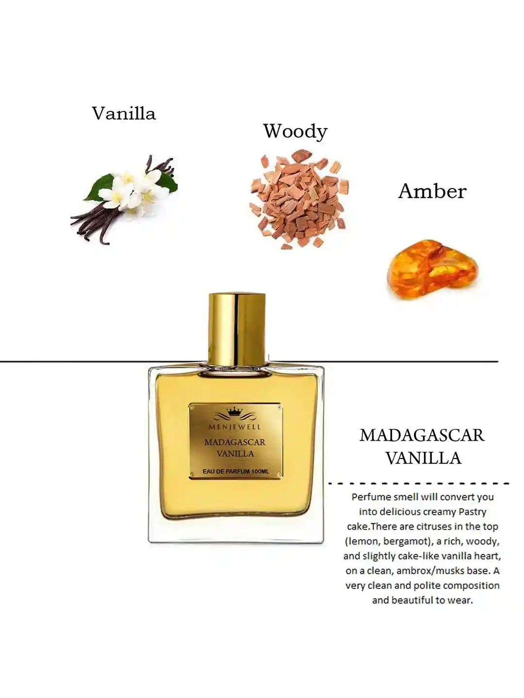 Menjewell Men Madagascar Vanilla Long Lasting Eau De Parfum 100 ml