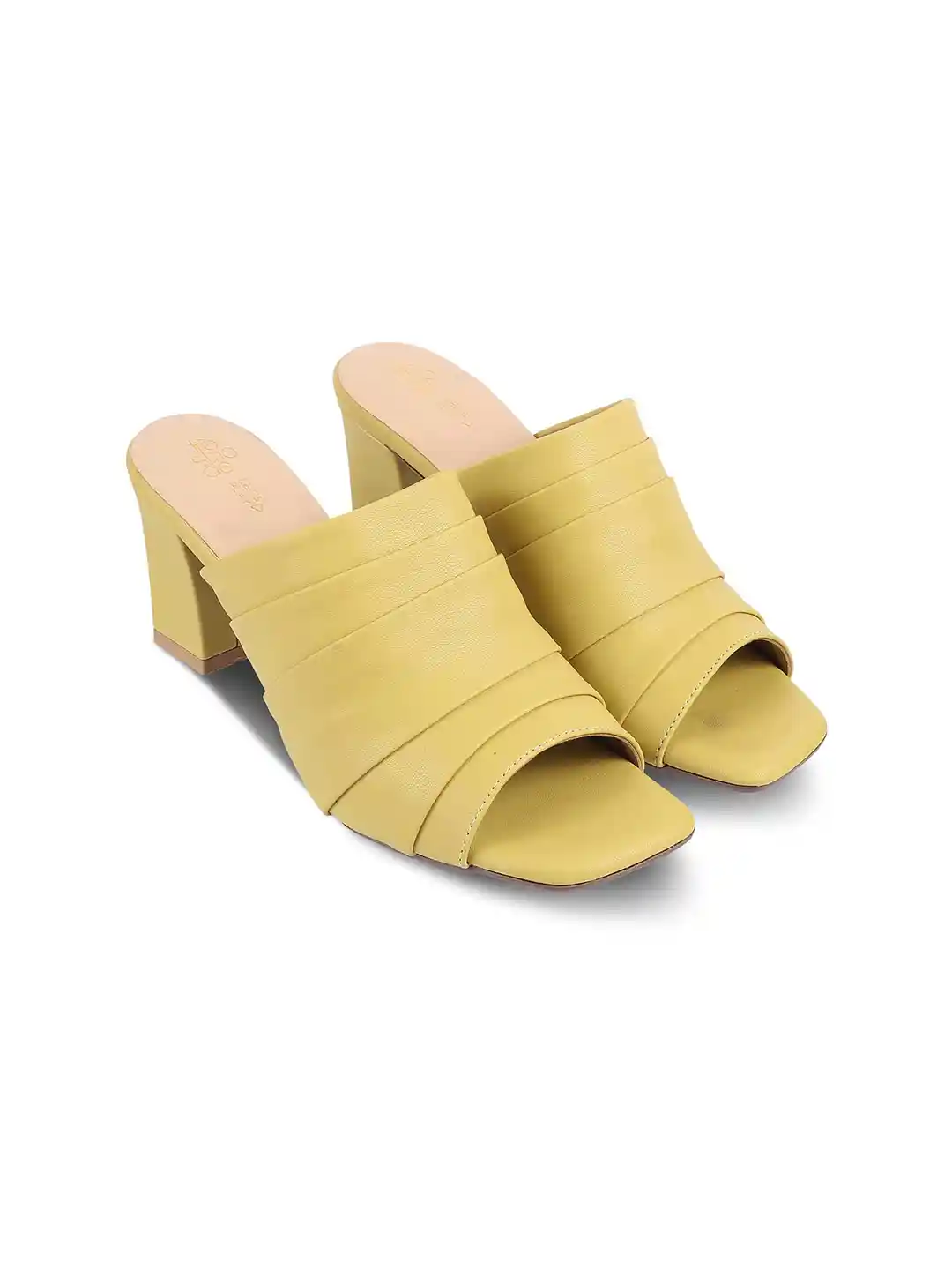 Tresmode Textured Open Toe Block Heel Mules