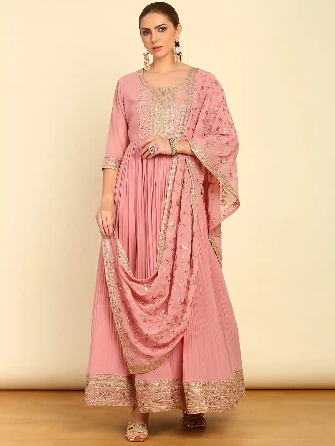 Buy Soch Pink Ethnic Motif Yoke Design Anarkali Anarkali Kurta