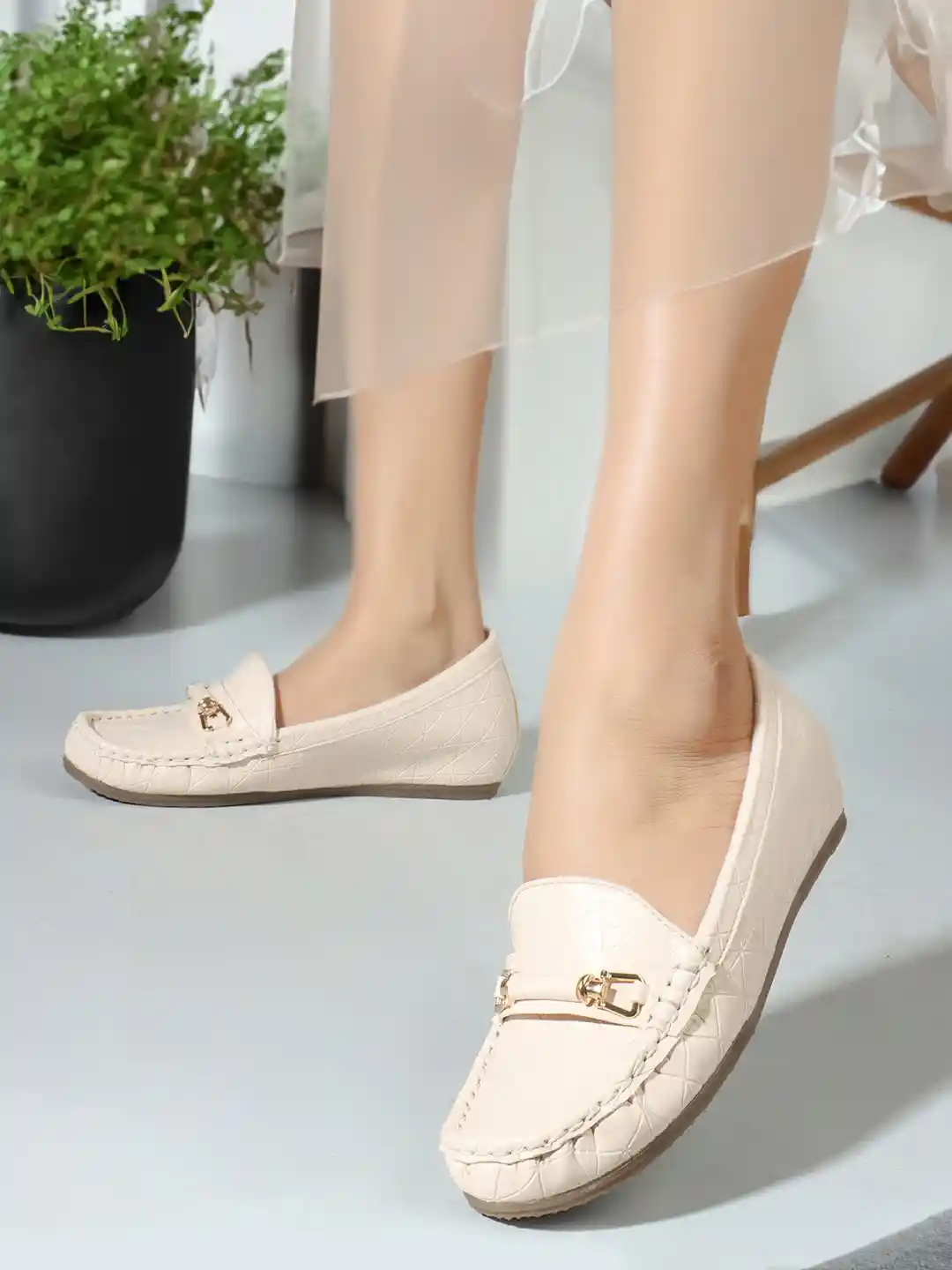 Buy Carlton London Women Embellished Heeled Loafers Casual Shoes