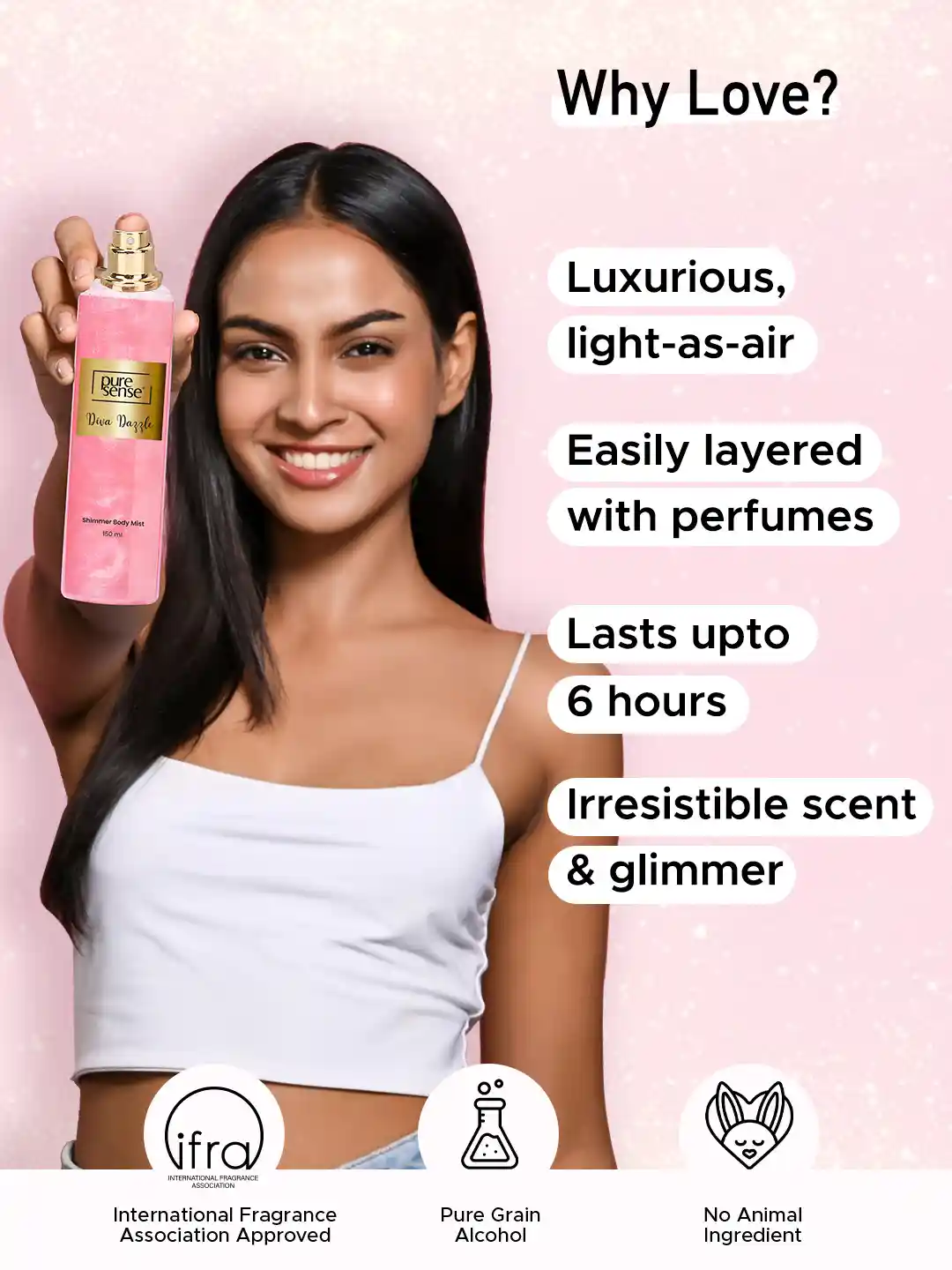 Buy Pure Sense Women Diva Dazzle Pink Shimmer Body Mist Spray