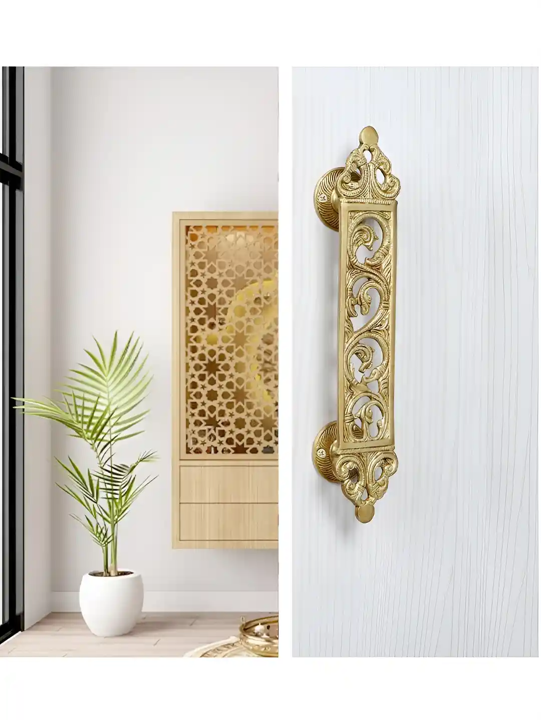 Buy Two Moustaches Gold Toned Textured Brass Door Handle Hooks