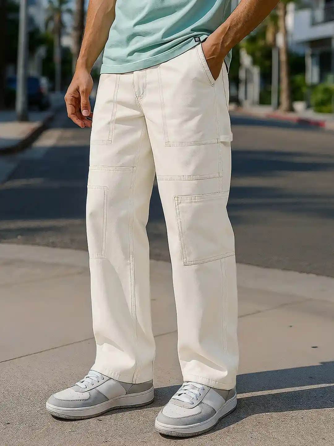 Beige Baggy Cargo Pants Men Buy Bewakoof Men's Beige Baggy