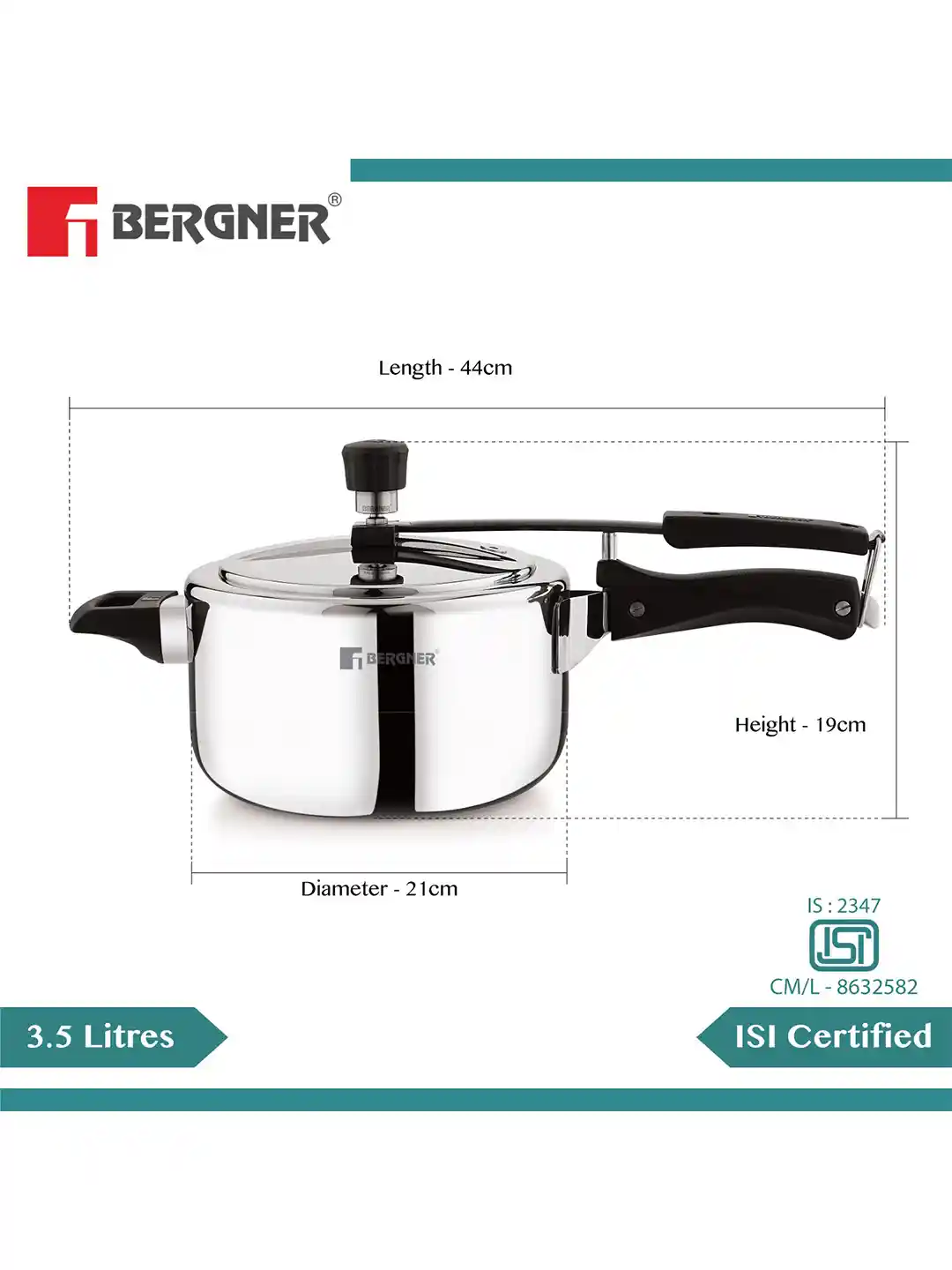 Buy BERGNER Argent Silver Stainless Steel Induction Base Inner Lid