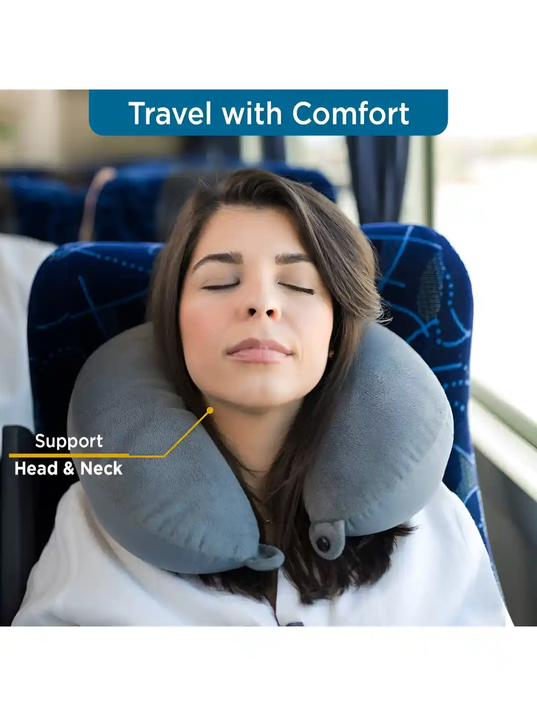 Buy Sleepsia Grey Solid Polyester Firm Microfiber Travel Pillow-33